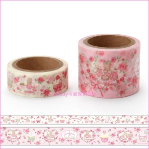 asdfkitty可愛家☆茉莉兔蛋糕紙膠帶2入-2款尺寸-做美勞.卡片裝飾貼-日本正版商品