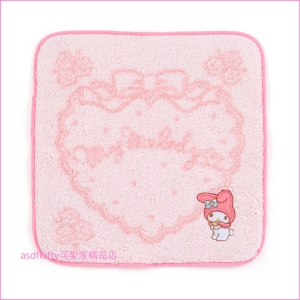 asdfkitty可愛家☆美樂蒂純棉無捻紗圓角小方巾/手帕-20*20公分-日本正版商品