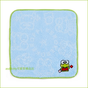 asdfkitty可愛家☆大眼蛙純棉無捻紗圓角小方巾/手帕-20*20公分-日本正版商品