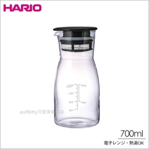 asdfkitty可愛家☆HARIO日本製-黑色700ML-玻璃飲料瓶/醃漬罐