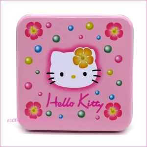 asdfkitty可愛家☆KITTY扶桑花45週年紀念方型收納鐵盒/置物盒/禮物盒-日本正版商品