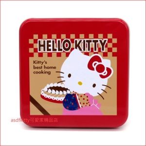 asdfkitty可愛家☆KITTY蛋糕45週年紀念方型收納鐵盒/置物盒/禮物盒-日本正版商品