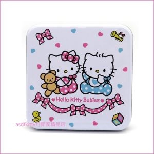 asdfkitty可愛家☆KITTY丹尼爾寶寶45週年紀念方型收納鐵盒/置物盒/禮物盒-日本正版商品