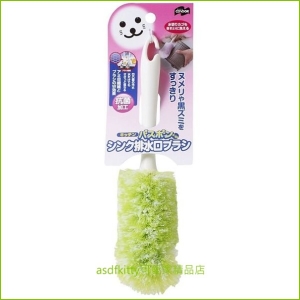 asdfkitty可愛家☆日本山崎 小海豹流理台排水口清潔刷-綠色-日本製