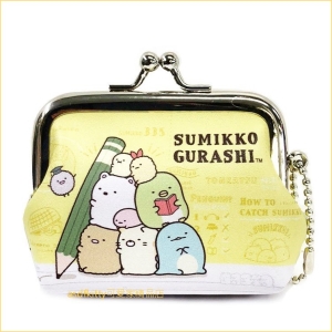 asdfkitty可愛家☆日本san-x角落精靈/角落生物PU皮雙珠扣零錢包-可當印章袋-日本正版商品