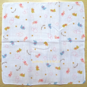 asdfkitty可愛家☆日本製-純棉麻紗手帕-30*30公分-愛心動物款