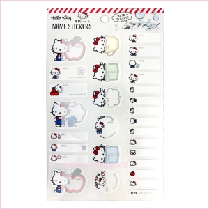 asdfkitty可愛家☆KITTY蘋果防水姓名貼紙/自黏標籤貼-日本正版商品