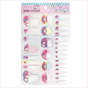 asdfkitty可愛家☆美樂蒂日常防水姓名貼紙/自黏標籤貼-日本正版商品