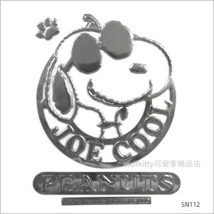 asdfkitty可愛家☆SNOOPY史努比大臉墨鏡 裝飾貼-汽車.機車.冰箱.微波爐.電腦都可貼-SN112-日本正版
