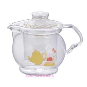 asdfkitty*KITTY玻璃泡茶壺/花茶壺/咖啡壺-附濾網-460ML-日本正版商品