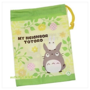 asdfkitty*TOTORO龍貓花與樹束口袋-可放牙刷跟漱口杯-日本製