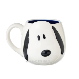 asdfkitty*SNOOPY史努比大臉造型藍色陶瓷馬克杯/筆筒/花器/擺飾品-300ML-日本正版商品