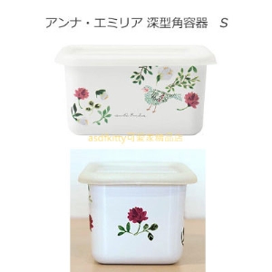 asdfkitty*日本 有蓋琺瑯保鮮盒-花鳥深型-S-烤盤/烤模-烤箱.水波爐可用-日本正版商品