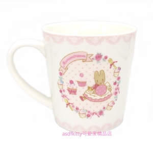 asdfkitty*茉莉兔玫瑰蛋糕陶瓷馬克杯-400ML-日本正版商品