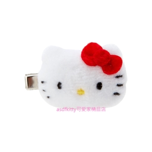 asdfkitty*KITTY大臉造型絨毛髮夾/髮飾/側邊夾/瀏海夾-日本正版商品