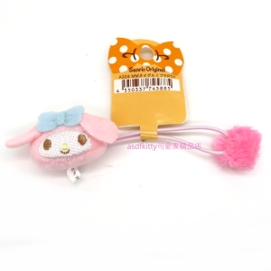 asdfkitty*美樂蒂大臉造型絨毛球彈力髮束/髮飾/髮圈-日本正版商品