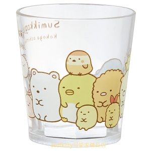 asdfkitty*角落生物排排站透明塑膠水杯-280ML-日本正版商品