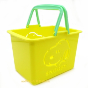 asdfkitty*SNOOPY史努比黃色迷你手提置物籃/小物收納籃-日本製
