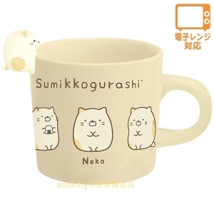 asdfkitty*日本san-x角落生物貓咪造型把手陶瓷馬克杯-杯緣子-日本正版商品
