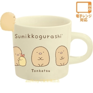 asdfkitty*日本san-x角落生物炸豬排造型把手陶瓷馬克杯-杯緣子-日本正版商品