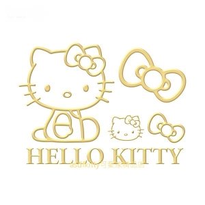 asdfkitty*KITTY裝飾貼-金色-汽車.機車.冰箱.微波爐.電腦都可貼-日本正版商品