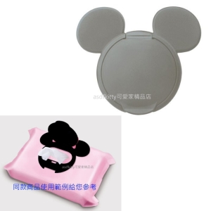 asdfkitty*米奇造型灰色濕紙巾蓋-可重複黏貼-隨身包.溼拖巾.廚房油污濕巾.也可使用-日本製
