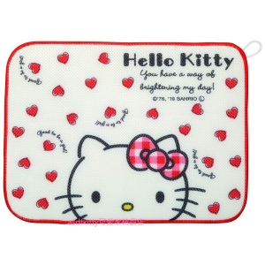 asdfkitty*KITTY大臉紅愛心速乾吸水桌墊/餐具吸水墊-日本正版商品