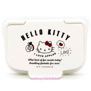 asdfkitty*KITTY白色蘋果濕紙巾蓋-可重複黏貼-隨身包.溼拖巾.廚房油污濕巾...也可使用-日本正版商品