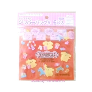 asdfkitty可愛家☆布丁狗夾鏈袋S號-6入-11*11.7公分-夾鍊袋/收納袋/藥品袋-日本正版商品