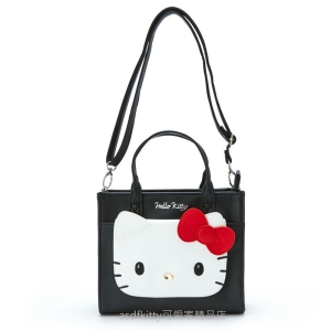 asdfkitty*KITTY黑白大臉2用皮質斜背包/手提包-日本正版商品