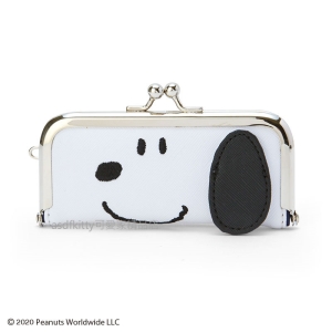 asdfkitty*SNOOPY史努比大臉雙珠扣印章袋/印鑑包-附印泥-日本正版商品