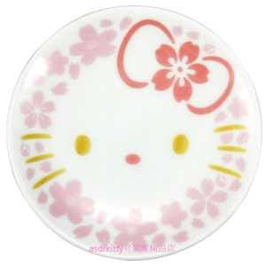 asdfkitty*KITTY櫻花大臉陶瓷醬油碟/醬料碟/小碟子/點心皿/茶包盤/湯匙架-日本製