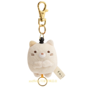 asdfkitty*日本san-x角落生物貓咪造型絨毛玩偶伸縮鑰匙圈/吊飾/掛飾-日本正版商品