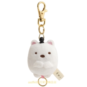asdfkitty*日本san-x角落生物白熊造型絨毛玩偶伸縮鑰匙圈/吊飾/掛飾-日本正版商品