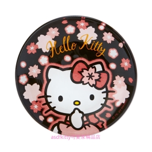 asdfkitty*KITTY黑櫻花玻璃醬油碟/醬料碟/小碟子/點心皿/茶包盤/湯匙架-日本正版商品