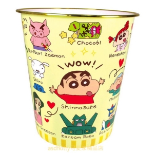 asdfkitty*蠟筆小新 圓型金邊垃圾桶/收納桶/玩具桶-日本正版商品