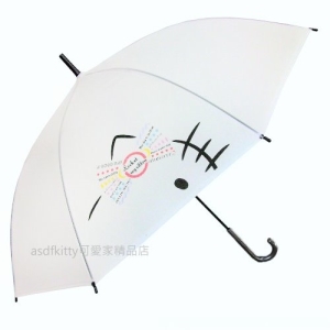 asdfkitty*KITTY白色大臉半透明半自動直立式雨傘-58公分-日本正版商品