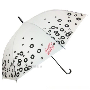 asdfkitty*KITTY黑白小花半透明半自動直立式雨傘-58公分-日本正版商品