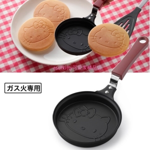 asdfkitty*日本製 KITTY大臉鬆餅鍋/迷你不沾鍋-可煎蛋.漢堡肉.烤飯糰-直火專用