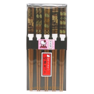 asdfkitty*日本製 KITTY 天然竹筷子-和風-5雙入-21公分