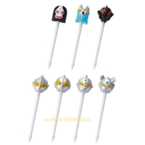 asdfkitty*鹹蛋超人7入食物叉/三明治叉/宴會點心叉/水果叉-裝飾便當-日本正版商品