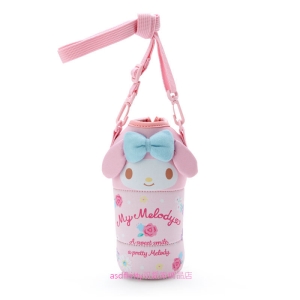 asdfkitty*美樂蒂粉紅色造型保溫保冷水壺袋/水壺套-附背帶-可斜背-不滴水.防刮傷-日本正版商品