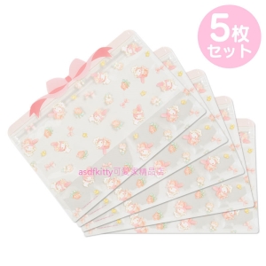 asdfkitty*美樂蒂有厚度透明夾鏈袋/口罩收納袋-5入-日本正版商品