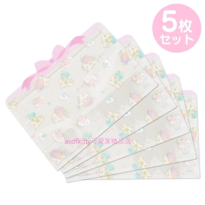 asdfkitty*雙子星有厚度透明夾鏈袋/口罩收納袋-5入-日本正版商品