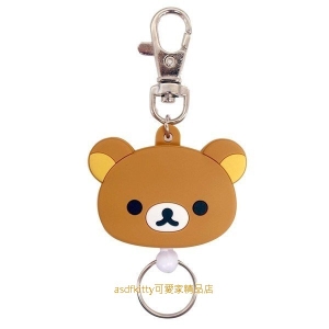 asdfkitty*拉拉熊大臉造型易拉扣證件套/證件帶/證件扣/鑰匙扣-可伸縮-日本正版商品