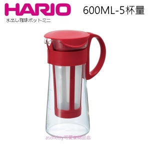 asdfkitty*HARIO日本製-冷泡咖啡玻璃壺冷泡茶壺-紅色-600ML-5杯量