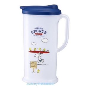 asdfkitty*SNOOPY史努比衝浪板藍蓋塑膠冷水壺-2L-日本製