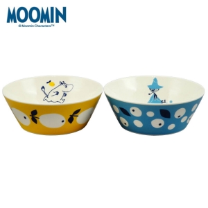 asdfkitty*MOOMIN嚕嚕米/嚕嚕咪陶瓷碗2入-飯碗/湯碗/點心碗-嚕嚕米＋阿金-日本製