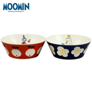 asdfkitty*MOOMIN嚕嚕米/嚕嚕咪陶瓷碗2入-飯碗/湯碗/點心碗-小不點＋可兒-日本製