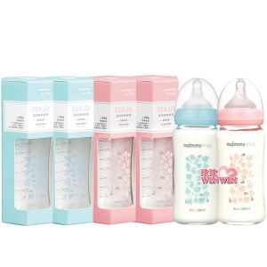 媽咪小站 母感體驗2.0寬口玻璃防脹氣奶瓶優惠組240ML*6支